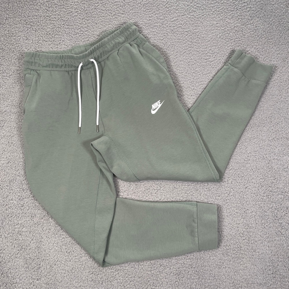 Nike Tech Fleece Joggers Mens S Green Sweatpants Running Pants Drawstring Terry
